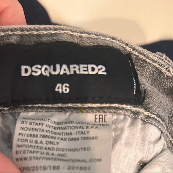 DSQUARED2 classic Kenny twist grey embroidered paint splatter zip hem jeans - Picture 7 of 10